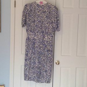 Silk dress. Adrianna Papell. White w/polka dots.